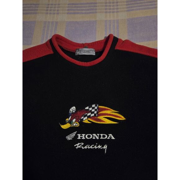Vtg Honda Racing Woody Sweatshirt Medium Elements Fleece Embroidered 90s Y2k - Picture 1 of 8